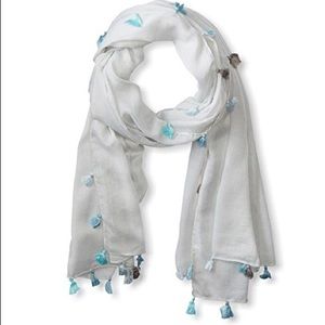 Tahari Grey Solid Scarf Ombré Tassels